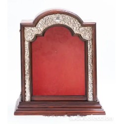 Hornacina Vintage Luis XVI - Marco de Plata y Madera de Roble con Tapizado Damasco