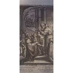 Grabado Religioso Histórico - Escena Religiosa en Blanco y Negro