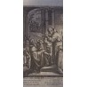 Grabado Religioso Histórico - Escena Religiosa en Blanco y Negro