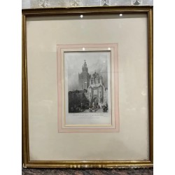 Grabado Histórico de la Giralda de Sevilla - Arquitectura Monumental Española