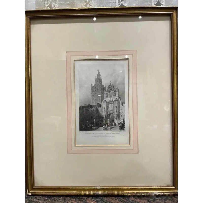 Grabado Histórico de la Giralda de Sevilla - Arquitectura Monumental Española Grabado Histórico de la Giralda de Sevilla - Arquitectura Monumental Española