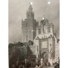 Grabado Histórico de la Giralda de Sevilla - Arquitectura Monumental Española