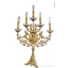 Candelabro Religioso de Metal Dorado - Obra de Arte Litúrgica con Sagrado Corazón
