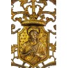 Candelabro Religioso de Metal Dorado - Obra de Arte Litúrgica con Sagrado Corazón