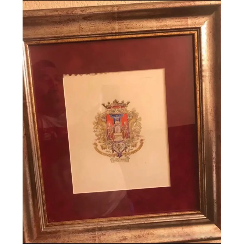 Escudo Heráldico de Sevilla - Acuarela con Marco Elegante Escudo Heráldico de Sevilla - Acuarela con Marco Elegante