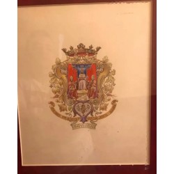 Escudo Heráldico de Sevilla - Acuarela con Marco Elegante