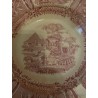Plato de Cerámica Vintage Sarreguemines - Diseño Paisajístico en Tonos Rosa