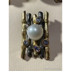 Conjunto de Joyería de Diseño Contemporáneo - Plata, Perlas y Gemas
