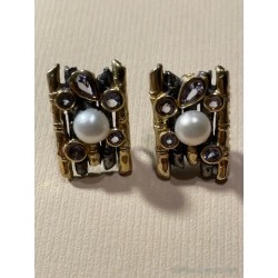 Conjunto de Joyería de Diseño Contemporáneo - Plata, Perlas y Gemas