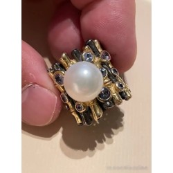 Conjunto de Joyería de Diseño Contemporáneo - Plata, Perlas y Gemas