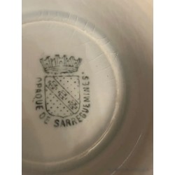 Cuencos de Porcelana Francesa Sarreguemines - Diseño Floral Azul y Blanco