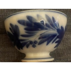 Cuencos de Porcelana Francesa Sarreguemines - Diseño Floral Azul y Blanco