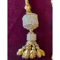 Borlas Decorativas de Joyería - Adorno en Metal Dorado y Circonitas