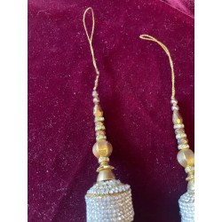 Borlas Decorativas de Joyería - Adorno en Metal Dorado y Circonitas