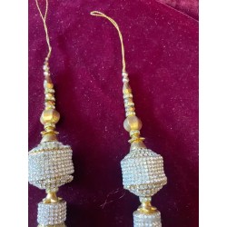 Borlas Decorativas de Joyería - Adorno en Metal Dorado y Circonitas