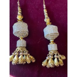 Borlas Decorativas de Joyería - Adorno en Metal Dorado y Circonitas