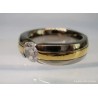 Anillo de Titanio Bicolor Elegante - Joya Moderna con Circonita Brillante