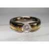 Anillo de Titanio Bicolor Elegante - Joya Moderna con Circonita Brillante
