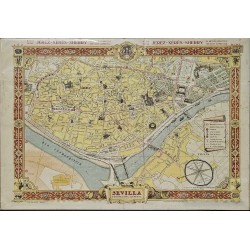 Mapa Histórico de Sevilla - Plano Vintage de Perspectiva General Años 50