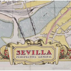 Mapa Histórico de Sevilla - Plano Vintage de Perspectiva General Años 50