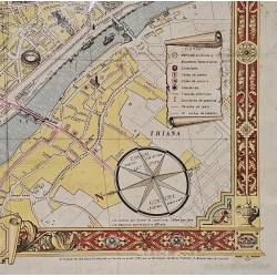 Mapa Histórico de Sevilla - Plano Vintage de Perspectiva General Años 50