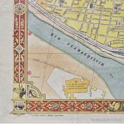 Mapa Histórico de Sevilla - Plano Vintage de Perspectiva General Años 50