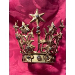Corona Votiva Vintage para Imagen Religiosa - Diseño Barroco en Metal Dorado