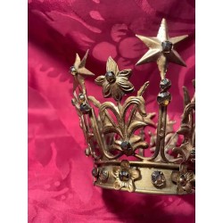 Corona Votiva Vintage para Imagen Religiosa - Diseño Barroco en Metal Dorado