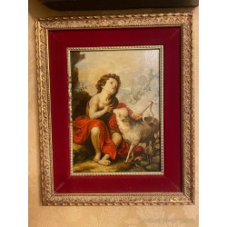 Pintura Religiosa Óleo - Réplica del Buen Pastor Estilo Bartolomé Esteban Murillo