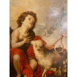 Pintura Religiosa Óleo - Réplica del Buen Pastor Estilo Bartolomé Esteban Murillo