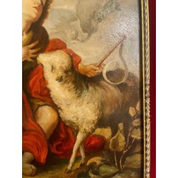Pintura Religiosa Óleo - Réplica del Buen Pastor Estilo Bartolomé Esteban Murillo