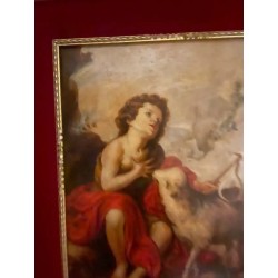 Pintura Religiosa Óleo - Réplica del Buen Pastor Estilo Bartolomé Esteban Murillo