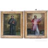 Pinturas Religiosas Antiguas Sobre Vidrio - Santos Mártires Escuela Alemana Siglo XVIII