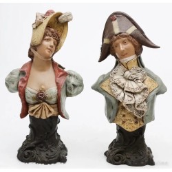 Bustos Vintage Austriacos Goldscheider - Figuras Históricas Policromadas Siglo XX