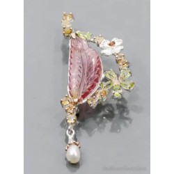 Broche de plata con turmalina de 12 ct.