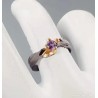 Anillo de Diseño Moderno - Plata Dorada con Amatista Elegante