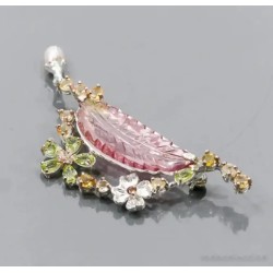 Broche de plata con turmalina de 12 ct.