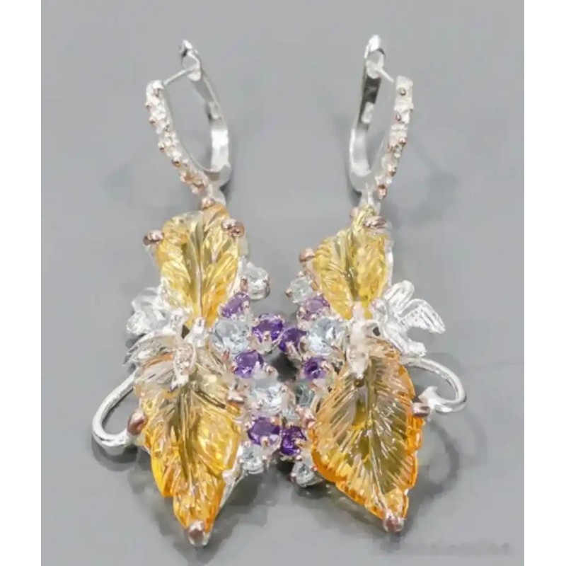 Pendientes de plata con citrinos Pendientes de plata con citrinos