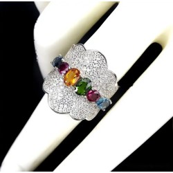 Anillo de plata con citrinos y topacios