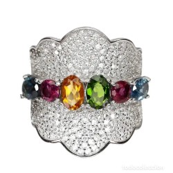 Anillo de plata con citrinos y topacios