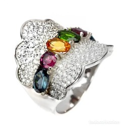 Anillo de plata con citrinos y topacios