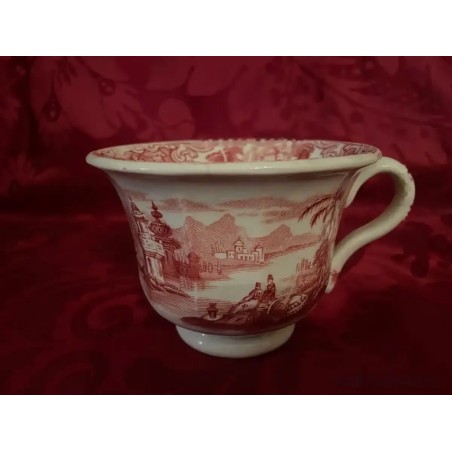 Taza de Desayuno Antigua Cartuja Pickman - Porcelana Modelo Vista Rosa Vintage