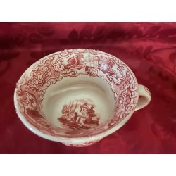 Taza de Desayuno Antigua Cartuja Pickman - Porcelana Modelo Vista Rosa Vintage