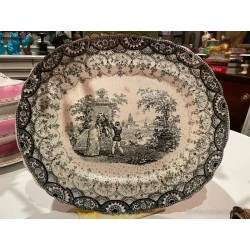 Bandeja Antigua La Cartuja Pickman - Porcelana Decorativa Escena Romántica