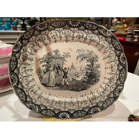 Bandeja Antigua La Cartuja Pickman - Porcelana Decorativa Escena Romántica