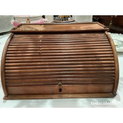Antigua Papelera de Persiana - Escritorio Vintage Madera Diseño Rollup