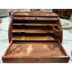Antigua Papelera de Persiana - Escritorio Vintage Madera Diseño Rollup