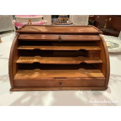Antigua Papelera de Persiana - Escritorio Vintage Madera Diseño Rollup