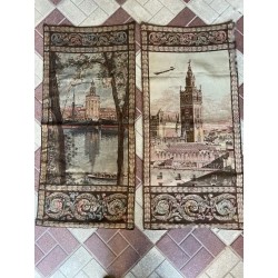 Pareja de Tapices Vintage Sevilla - Torres del Oro y Giralda Expo 1929 Colección