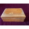 Caja Antigua de Cuero - Joyero Vintage con Cenefa Dorada Repujada Artesanal